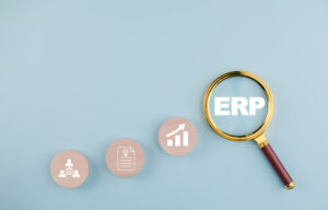 Enterprise resource planning concept, Enterprise Resource Management ERP software system for business resources plan presented.