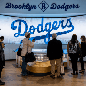 Image of backdrop at The Jackie Robinson Museum custom fabricated by Peerless-AV